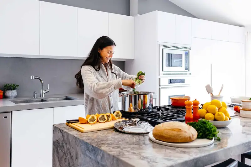 A person following a healthy routine at home